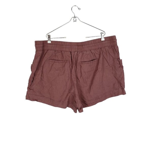 Athleta Cabo Shorts Mauve Pink Linen 4" Pull On Tie Waist Womens Plus Size 24 - Picture 2 of 6